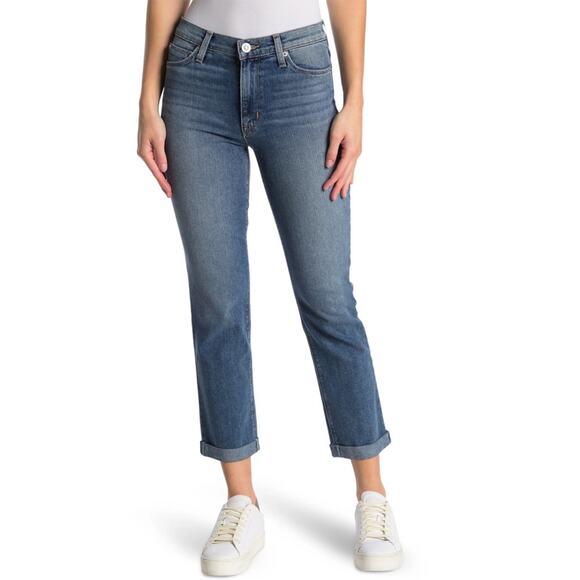 HUDSON • Blair High Rise Straight Leg Cropped Jeans in Azalea - Picture 1 of 9
